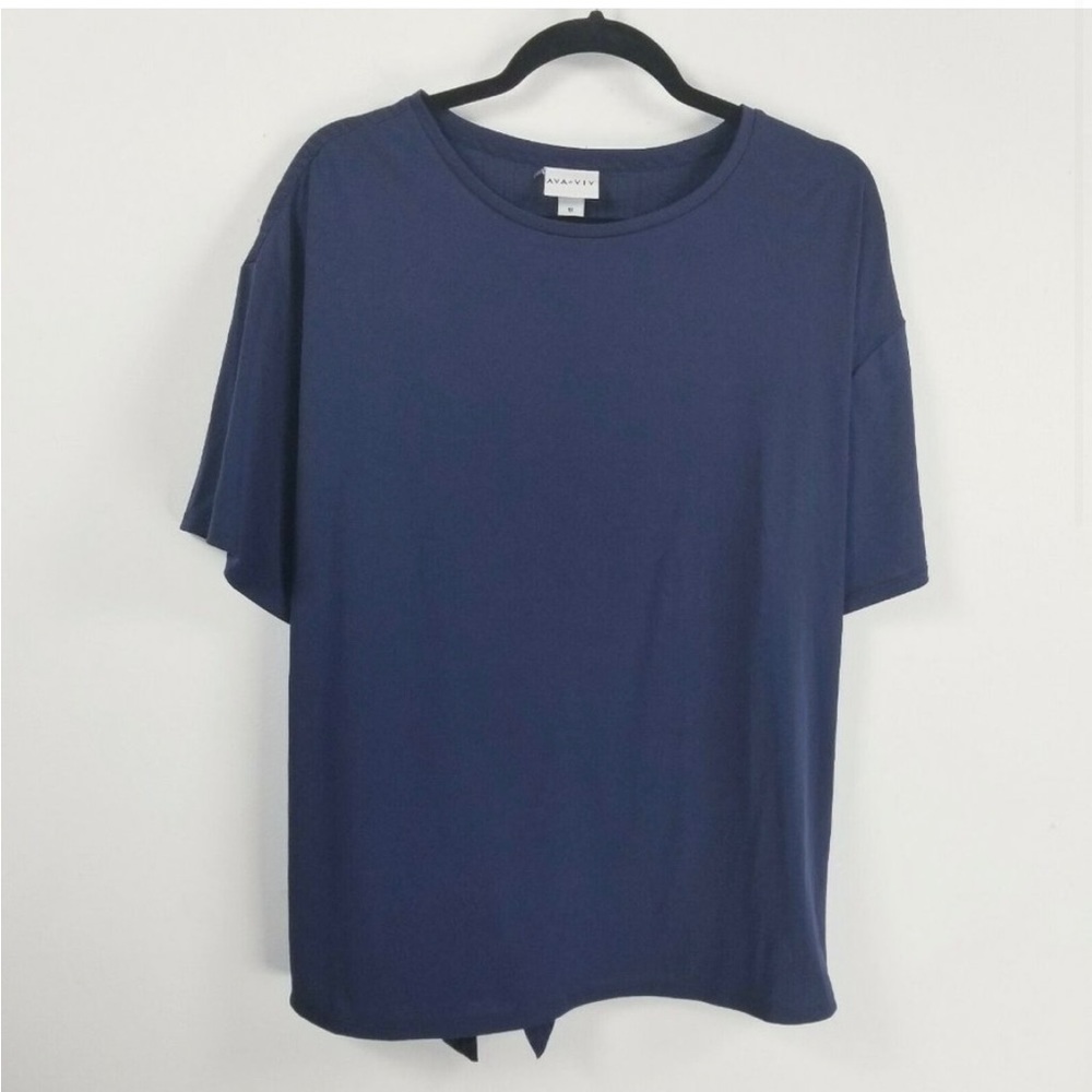 AVA &VIV NAVY TEXTURED TIE BACK BLOUSE SIZE 1X